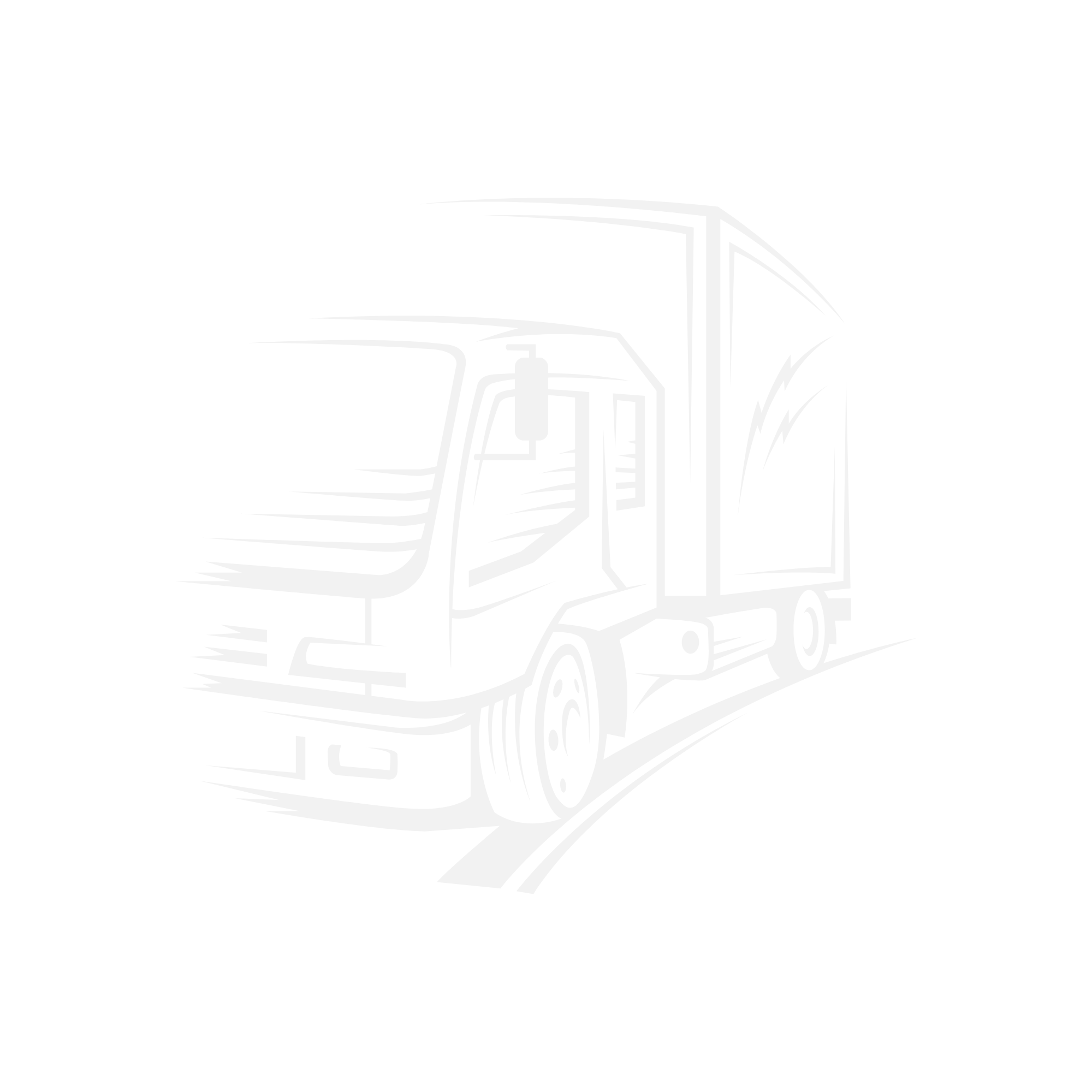 Outline of a white moving truck on a grey background